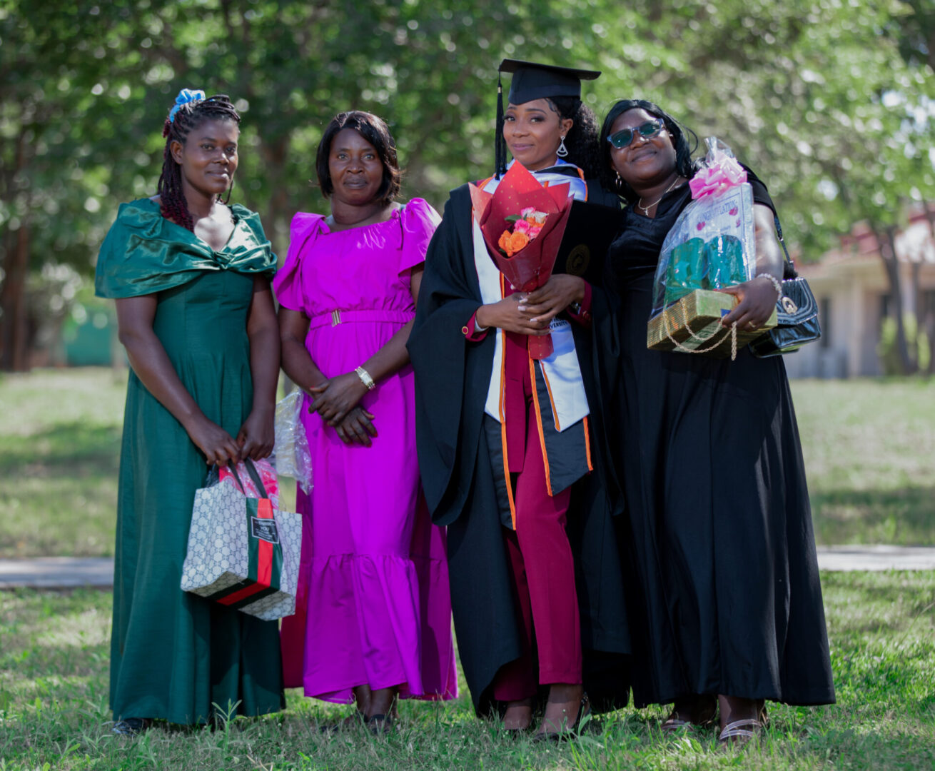 Graduation celebration with family outdoors